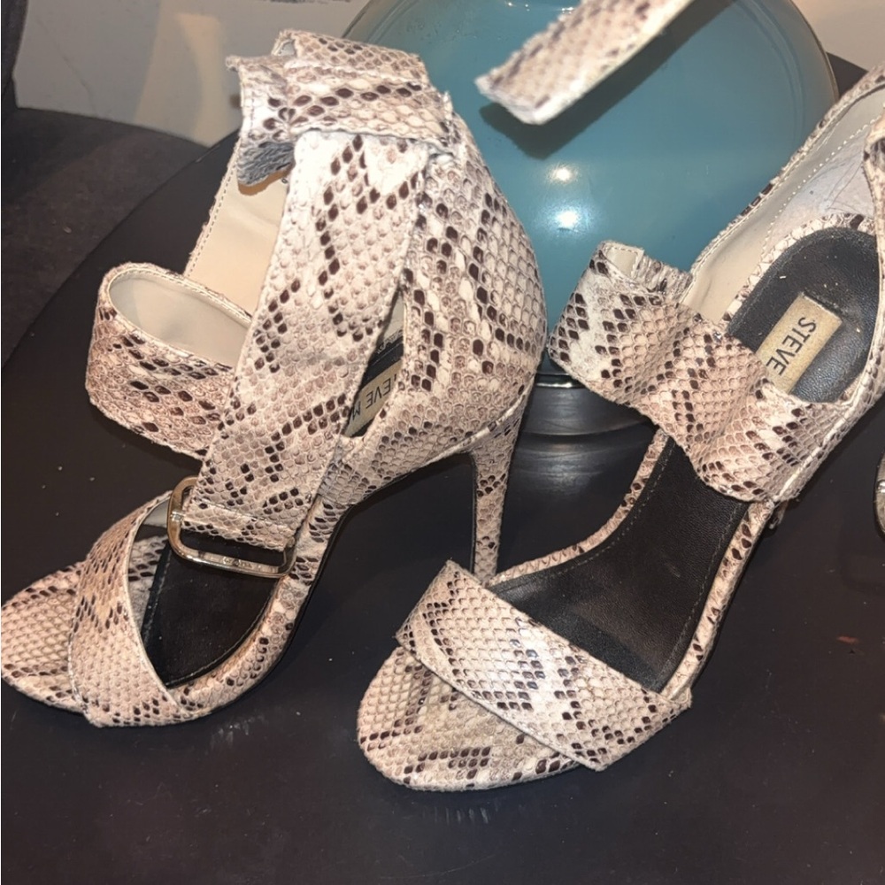 Steve Madden Snakeskin Heels - Black and Cream